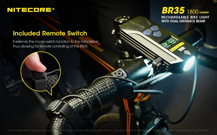 1800lm + Built-in Nitecore Bicicleta Dupla Distância Feixe Recarregável 2xcree Xm-l2 u2 6800mah Bateria Br35 Luz 12 Nitecore br35 bicicleta luz dupla distância feixe