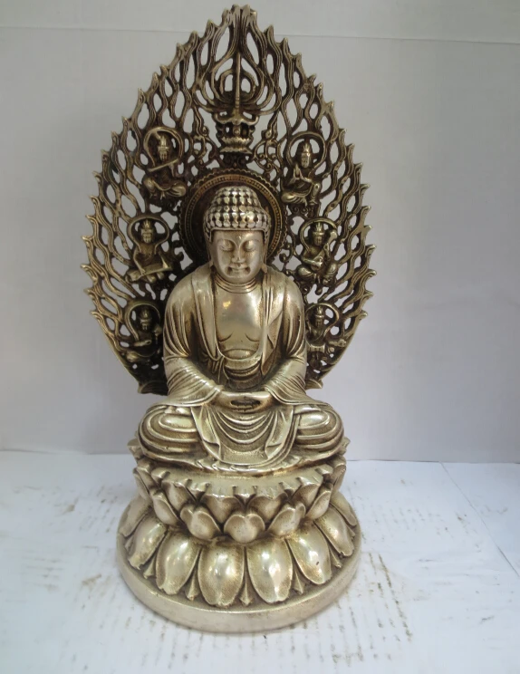 

Metal Crafts Collectible Decorated Old Handwork Tibet Silver Carved Lucky buddha Statue /sculpture