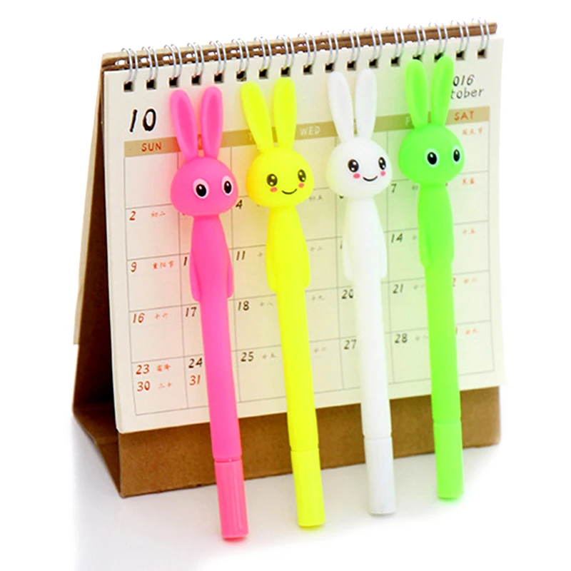 

4pcs/lot Cute Creative Cartoon Rabbit Expression Neutral Pen Kawaii Rabbit Erasable Pen Kids Gift School Supplies Stationery