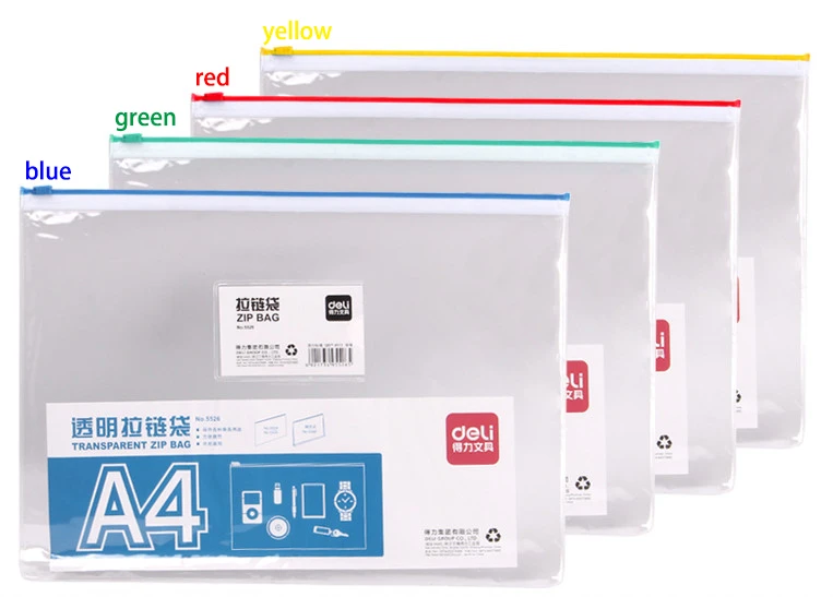 Brand Deli 5521 5524 5526 5586 Pvc Plastic Ziplock Bags Transparent