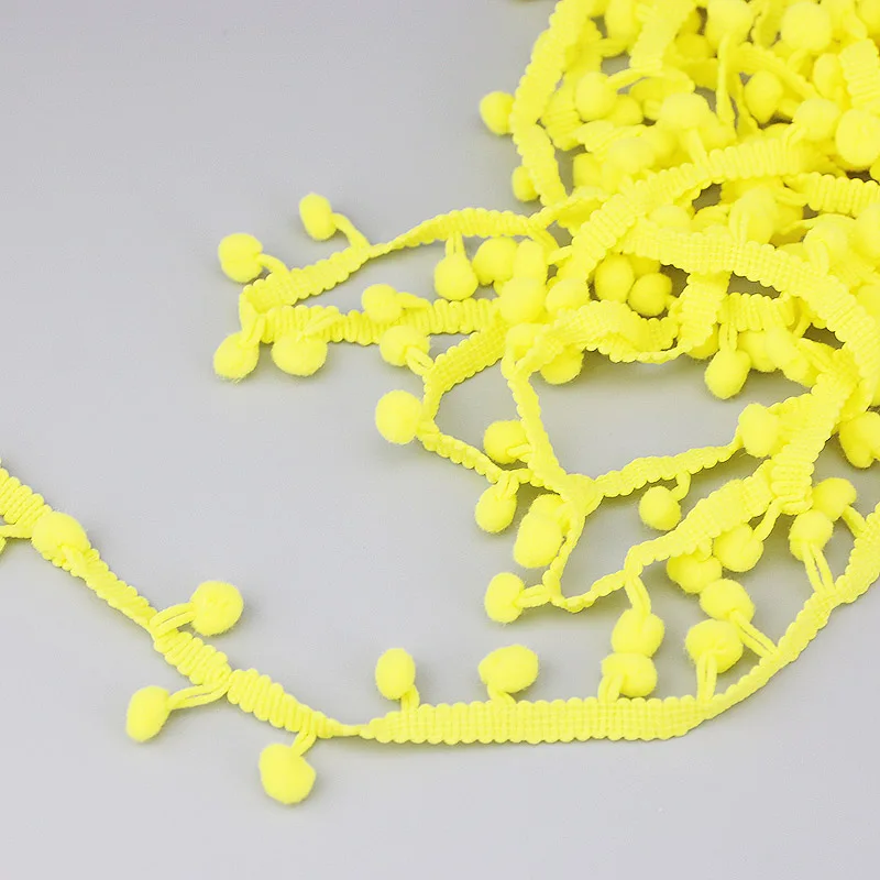 10 ярдов/партия) 10 мм хлопок мяч кружева одежды отделка DIY Швейные материалы ручной работы для поделок - Цвет: Цвет: желтый