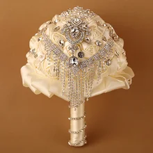 Великолепные Свадебные цветы Свадебные букеты Кот белый искусственный Букеты Свадебные шелковые розы Хрустальный блеск Buque De Noiva