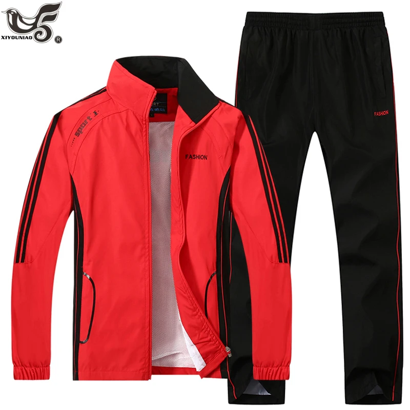 

XIYOUNIAO New Brand Men's Sportswear Set Men Active Tracksuits hoodies&Sweatshirts sporting suit Men Jacket And Pants clothing