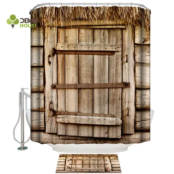 

Dearhouse Dilapidated Straw House Shower Curtain Sets Bathroom Decor Set Outdoor Toilet Modern Rings Home Cute Hotel Quality