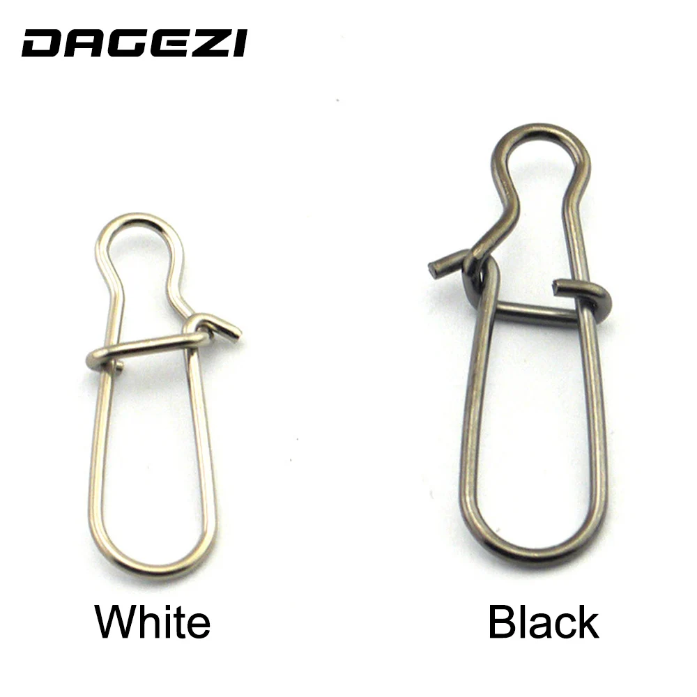 DAGEZI 100 قطعة/الوحدة 11 حجم معدات صيد الأسماك اكسسوارات موصل النحاس قطب الفولاذ المقاوم للصدأ يدور الأسود/الأبيض الصيد معالجة