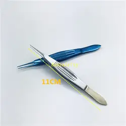 Высококачественные хирургические пинцеты с двойным век, Тонкая Пластиковая зубчатая золотая ручка