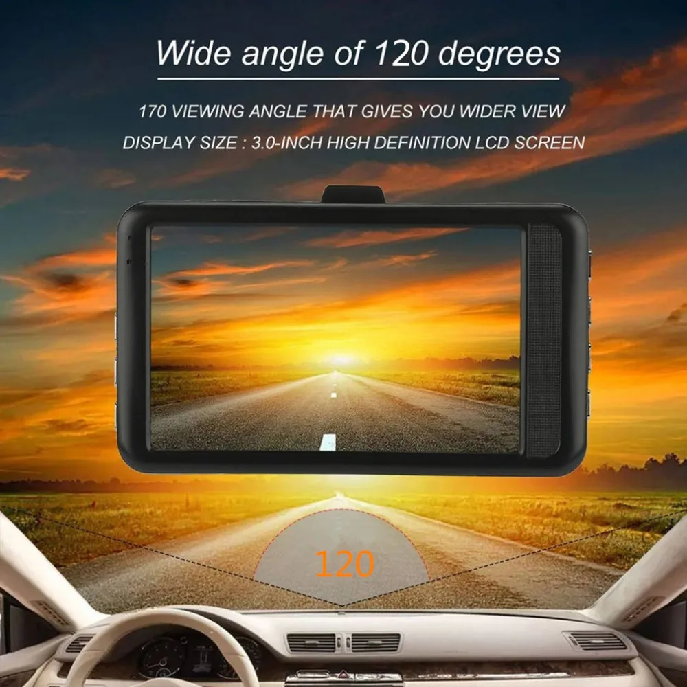 3.0 inch LCD Dash Camera Video Car DVR Recorder Full 1080P HD G-Sensor 32GB Motion Detector Cycle Recording 120 degree