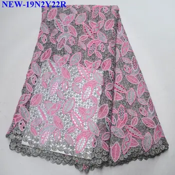 

New arrival African Guipure Lace Fabric 2019 High Quality with beads Nigerian Water soluble lace fabric For Women dress NR-005