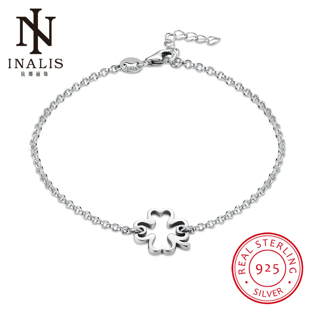 

INALIS 925 Sterling Silver Bracelet Clover Small Pendant Bracelet For Women Girl Female Fine Jewelry Wedding Gift Mother's Day