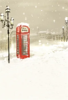 

Laeacco City Building Street Winter Snow Scenic Photographic Backdrops Customized Photography Background For Photo Studio