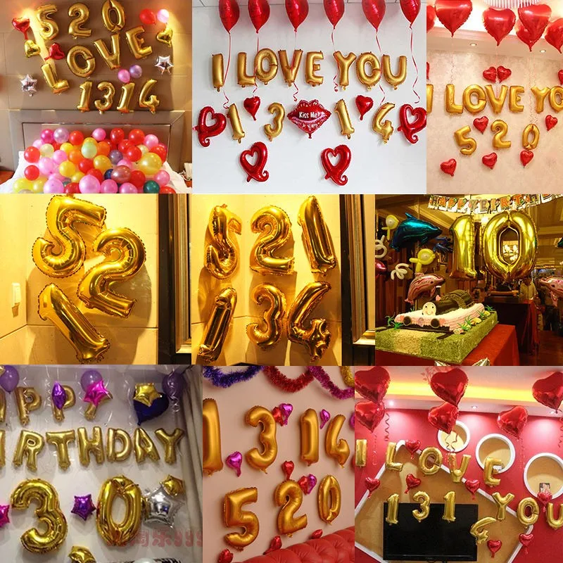 40cm Cute Silver//Gold Numbers Letters Foil Balloons Birthday Decoration Ballon