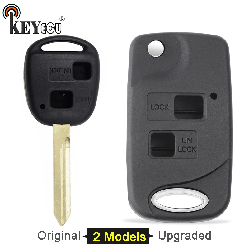 

KEYECU for Toyota Yaris Carina Corolla Avensis Original/ Modified Flip Folding 2 Button Remote Key Shell Case Fob 3 Button TOY47
