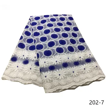 

Cheap White blue African Net Lace Fabric And Milk Fiber High Quality French Tulle Lace Fabrics With Beaded For Wedding Dress 202