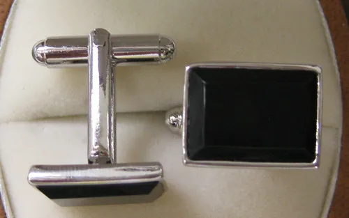 

wholesale beautiful silver plated square black jade Cufflinks