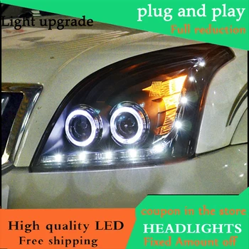 

Car Styling Head Lamp Case For Toyota Prado LC200 Headlights 2004-2009 LED O Angel Eyes Headlight DRL Bi Xenon Lens HID Low Beam