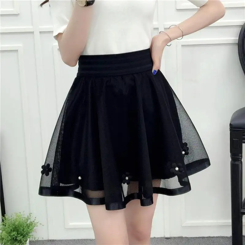 

New High Waist Tulle Skirt Sweet Princess Mini Skirt Elastic Waist Tutu Skirt Woman Four Sizes Available Free Shipping 2019