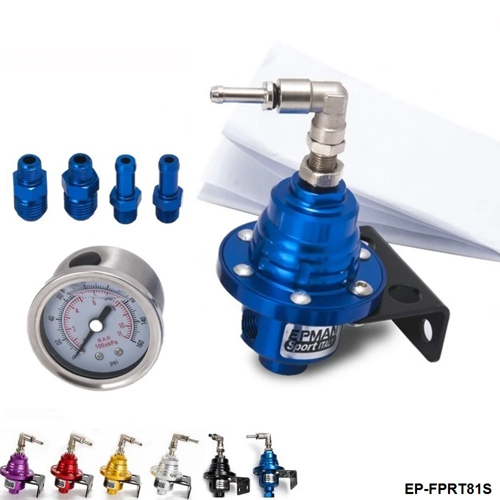Sport New Jdm Aluminum Adjustable Fuel Pressure Regulator FPR Type S With White Gauge EP-FPRT81S-AF