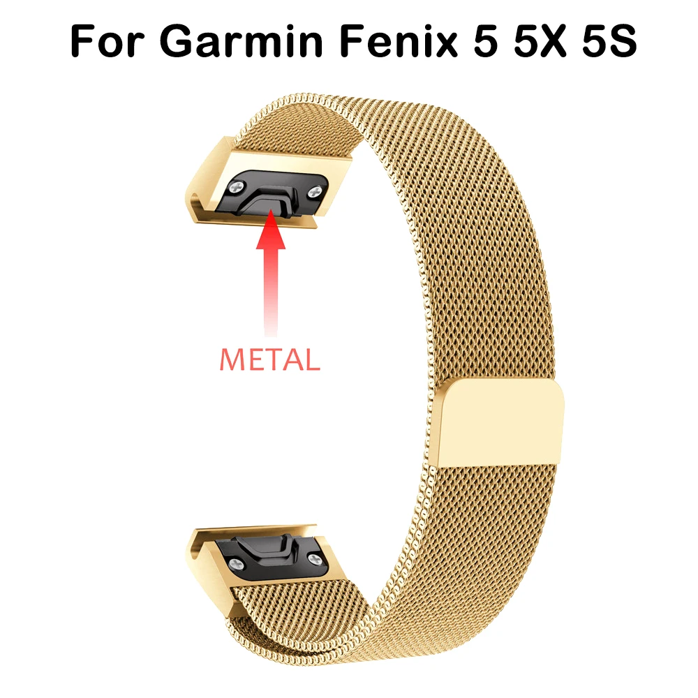 20 22 26 мм Миланская Магнитная Петля ремешок для часов Garmin Fenix6S 6X6 Pro 5 5S 5X из нержавеющей стали металлический Быстросохнущий ремешок для часов