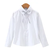 Girls Cotton Shirts For Children School Uniforms Long Sleeve Toddler Big Girls White Blouses New Autumn Bow Kids Clothes Tops new dew shoulder design clothes the horn sleeve beautiful stripe girls blouses