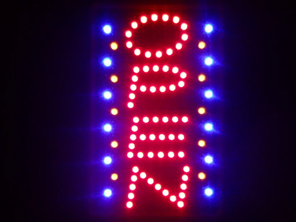 

nled110-r OPEN Vertical Bar NEW LED Neon Sign 16" x 10