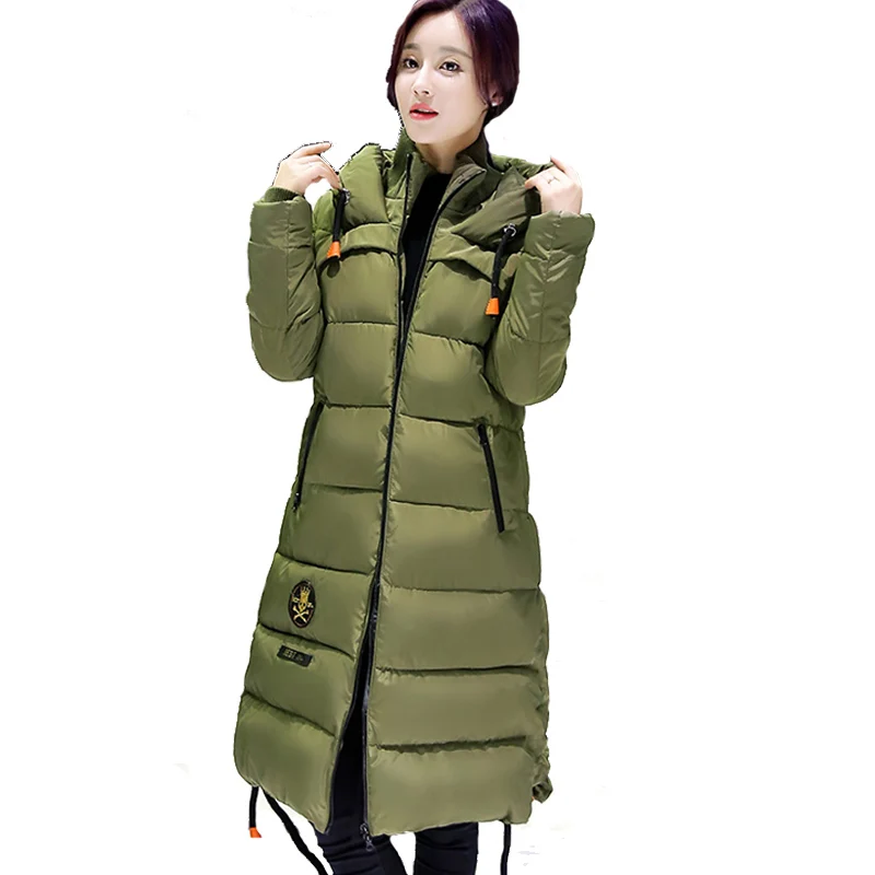 Women Winter Coat Long sleeve Splice Hooded Long Jacket