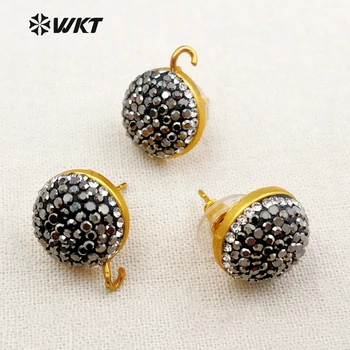 

JF277 WKT 24K Metal Electroplate Simple Style Rhinestone Pave Earring Finding Push Back Style Earring Accessory For Earring