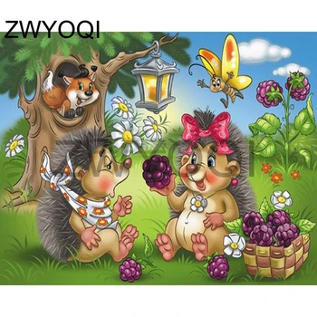 

Full Square Diamond embroidery Cross stitch Hedgehog fruit Full Round Diamond mosaic Hedgehog fruit 5D DIY Diamond painting