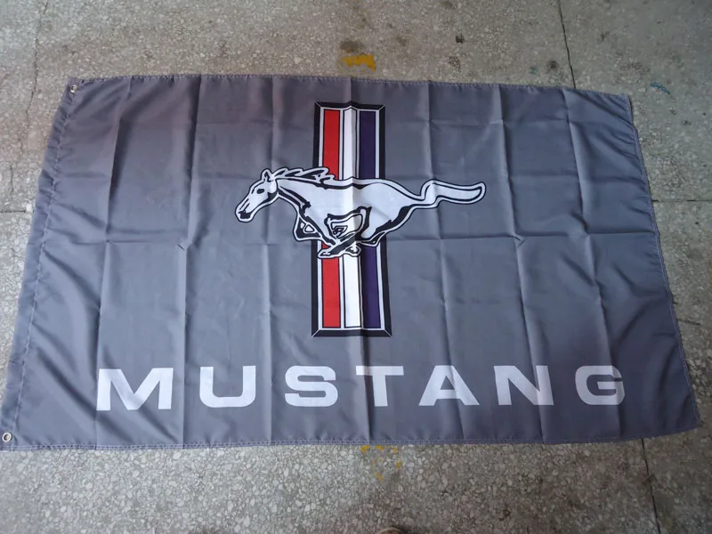 

free shipping 100% polyester mustang grey flag for car,mustang grey banner, 90X150CM size,