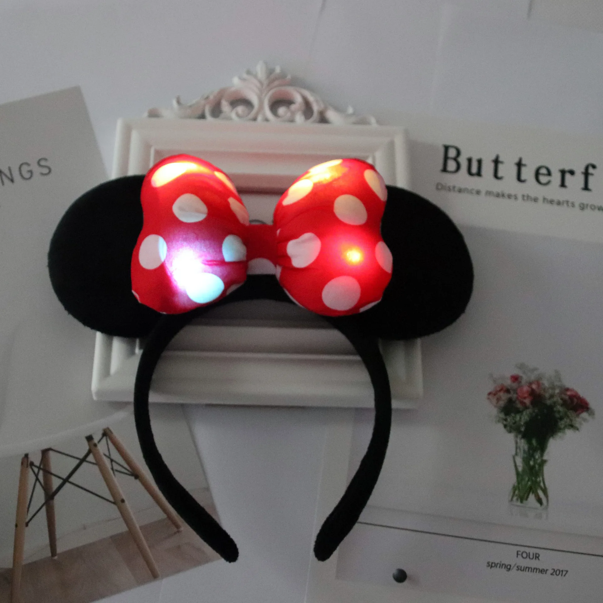 Светодиодный головной убор уши Минни-Маус светящийся ободок аксессуары для детей светодиодный свет аксессуары для волос красочные огни игрушки
