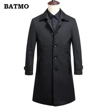 

BATMO 2018 new arrival high quality casual Single Breasted trench coat men,men' Turn-down Collar jackets plus-size M-XXXL 8840