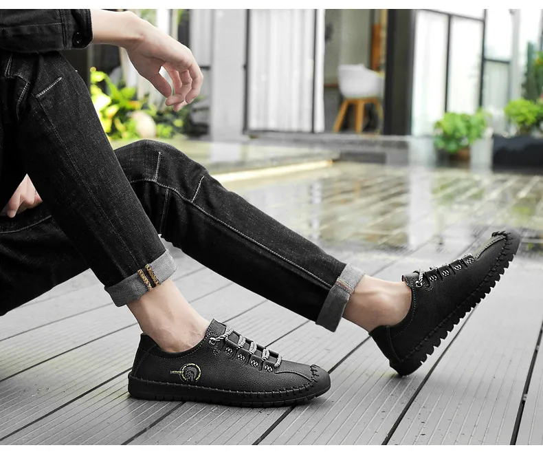 2019 New Fashion Leather Spring Casual Shoes Men's Shoes Handmade Vintage Loafers Men Flats Hot Sale Moccasins Sneakers Big Size HTB1zibVxW6qK1RjSZFmq6x0PFXau - 2019 New Fashion Leather Spring Casual Shoes Men's Shoes Handmade Vintage Loafers Men Flats Hot Sale Moccasins Sneakers Big Size
