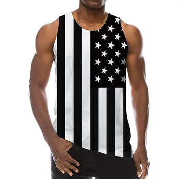 

feitong Men's Summer Tank Top Bodybuilding New Style 3D printed Sleeveless Vest O-neck Fashion Blouse Tees Tank Top Gym Clothing