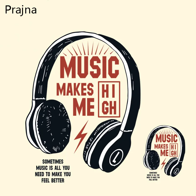 

Prajna Music Iron On Heat Transfer For Clothes T shirt Thermal Heat Vinyl Transfer Sticker Badge Cool Hippie Patch Applique