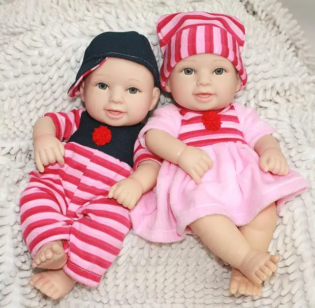 Silcicon vinyl doll cute twins interactice smile baby doll