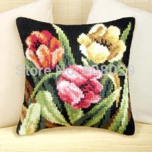 

DIY Needlework Kit Unfinished Acrylic Yarn Embroidery Pillow Tapestry Canvas Cushion Front Cross Stitch Pillowcase CX057