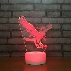 Орел 3D светодиодный ночник RGB 7 цветов Изменение Настольная лампа фигурки 264 мальчиков девочек рождественские игрушки