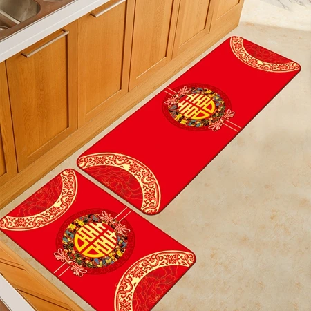 Китайский радостное Коврики для кухни в стиле ретро Декор свадебной моды коврики мягкая вода абсорбента противоскользящие коврик на кухню Ванная комната коврики - Цвет: Door Mat5