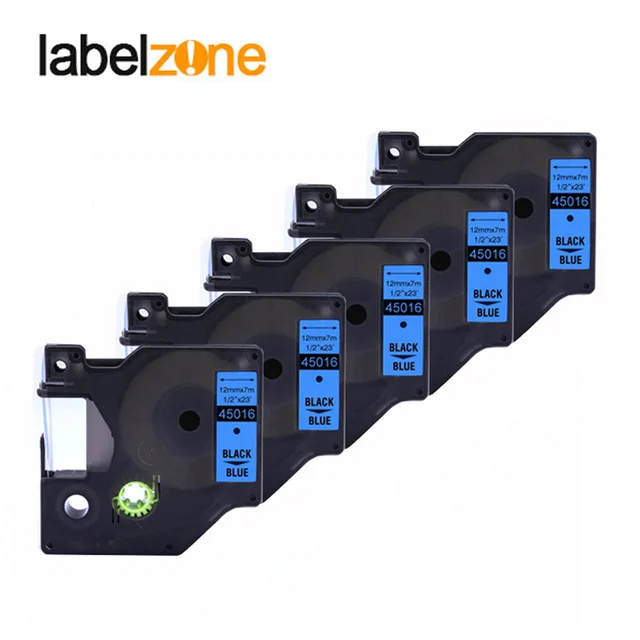 Cheap 5pcs 12mm 45016 Black on blue compatible dymo D1 12mm label printer D1 45016 laminated label tapes for LabelManager 160 printer Cheap 5pcs 12mm 45016 Black on blue compatible dymo D1 12mm label printer D1 45016 laminated label tapes for LabelManager 160 printer