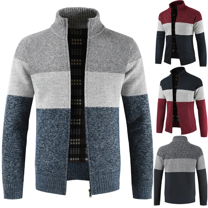 

Men 'S Slim Fit Hound Tooth Check Open Front Shawl Collar Stylish Wool Cardigan 2019 Men's New Style Striped Cardigan sweater Ma