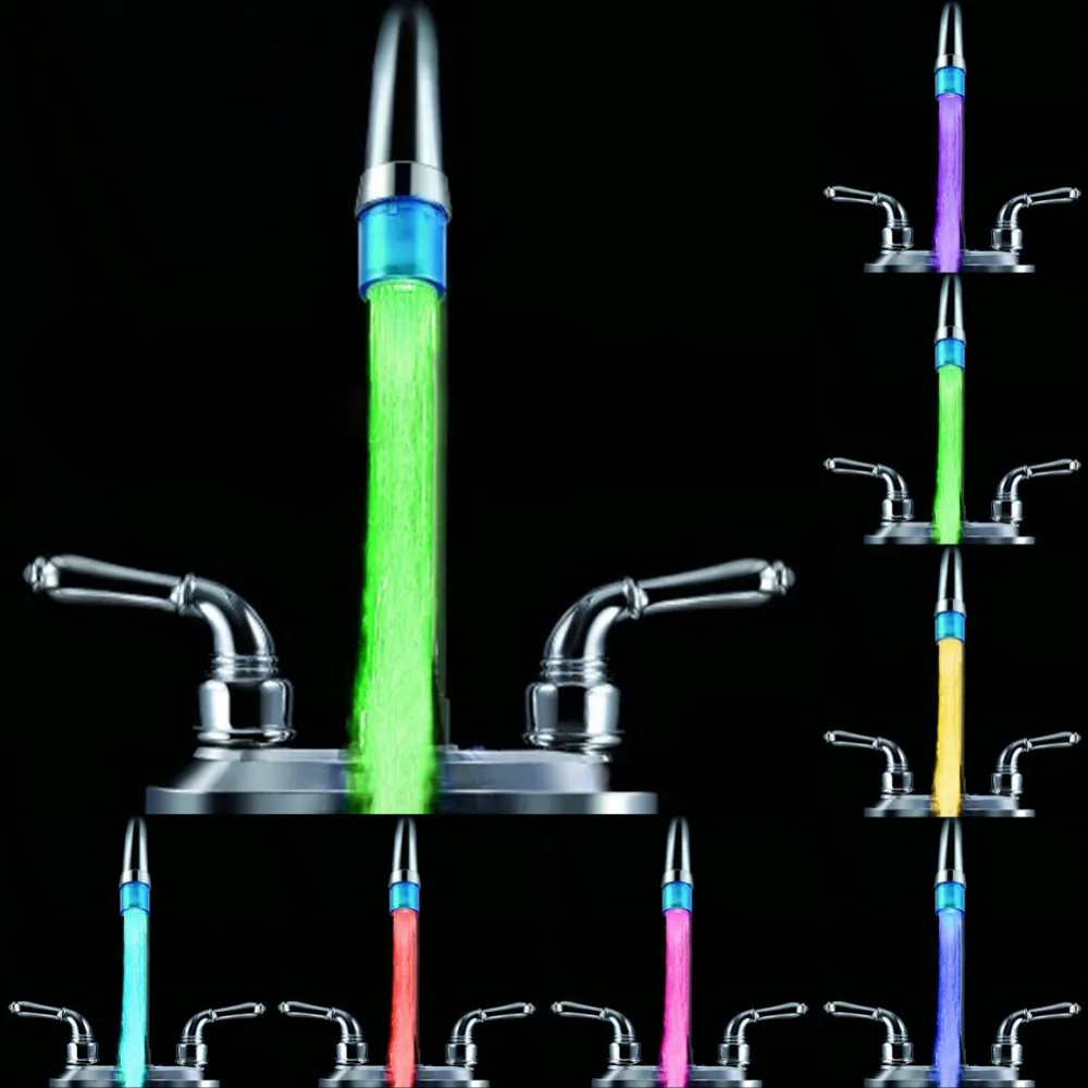 

LED Water Faucet Stream Light 7 Colors Automatically Changing Glow Shower Tap Head Home Bathroom Kitchen Pressure Sensor