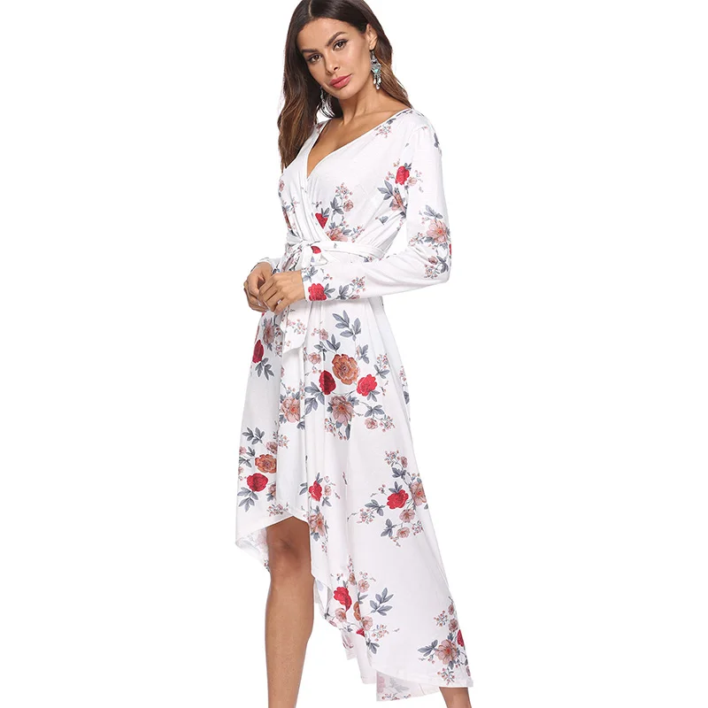 ShejoinSheenjoy Wrap V-Neck Long Sleeve Autumn Women Long Dress Winter Flower Print High Low Maxi Dresses With Sashes Bow (6)