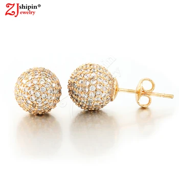 

New luxury micro embedded zircon CZ jewelry ball earrings, ear hooks, gifts for girls