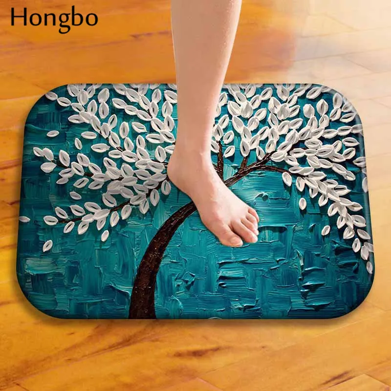 Hongbo 3D яркое Дерево картина маслом ковер Противоскользящий напольный коврик в ванную комнату кухня Открытый коврик передняя дверь коврик - Цвет: 20