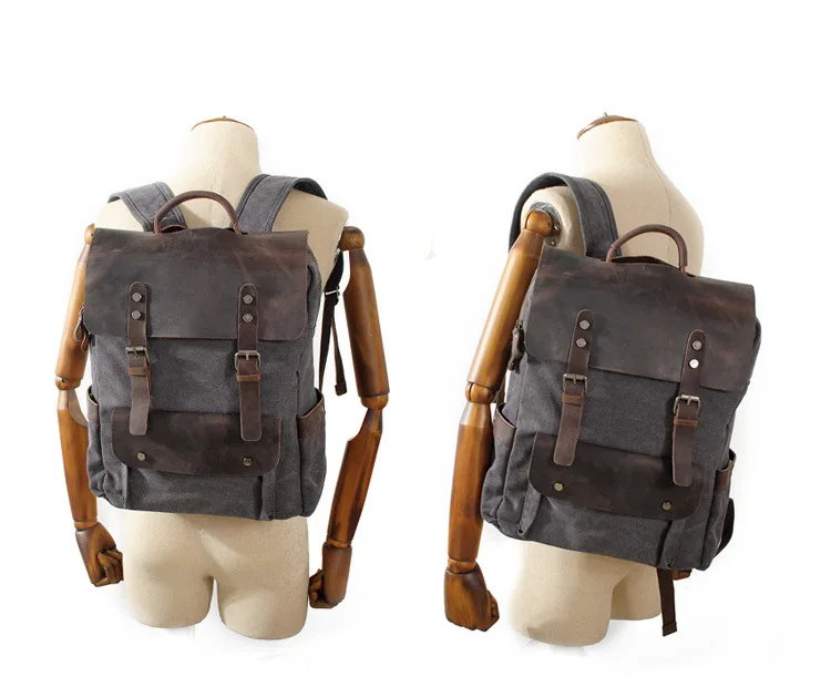 YUPINXUAN европейские холщовые кожаные рюкзаки мужские 1" рюкзаки для ноутбука водонепроницаемый рюкзак из парусины большой вощеный рюкзак для путешествий