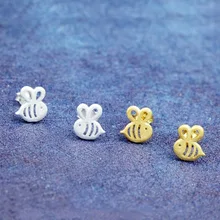 Модные золотые серебряные маленькие пчелки милые серьги-гвоздики серьги в виде животных Ювелирные изделия для женщин девушки подарок дропшиппинг