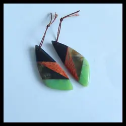 Сережки с натуральным камнем Лабрадорит обсидиан Змеиный Многоцветный Пикассо яшма сережки в технике «Интарсия» бусина 38x14x3 мм 5,8 Г