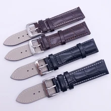 Watchbands Genuine Leather WatchBand Stainless Steel Buckle Clasp watch band leather strap 12 14 16 18 20 21 22 24mm leather watchband strap 12 14 16 18 19 20 22 24 mm stainless steel buckle men women replace band watch accessories