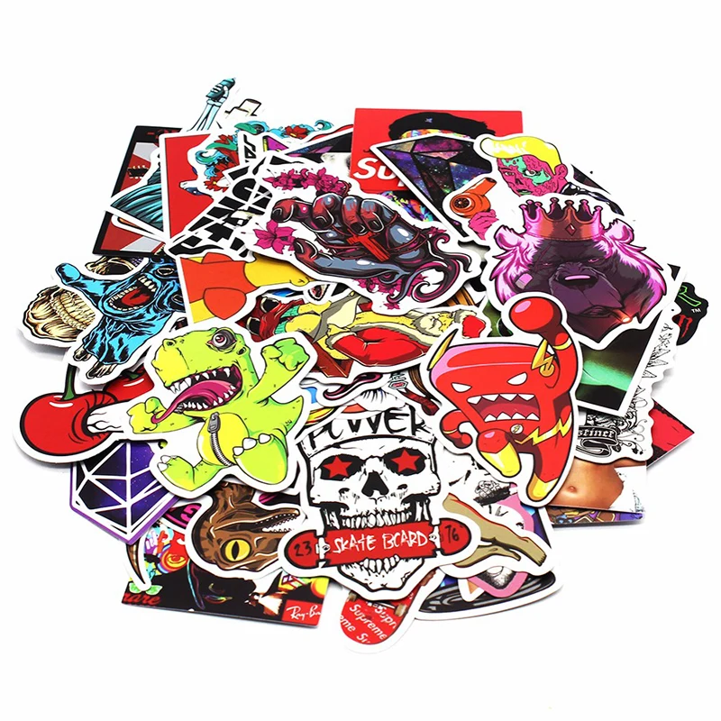 100 Pcs Waterproof Mixed DIY Motorcycle moto Bike Car Stickers Decal laptop luggage Skateboard Sticker car Styling Decal Sticker