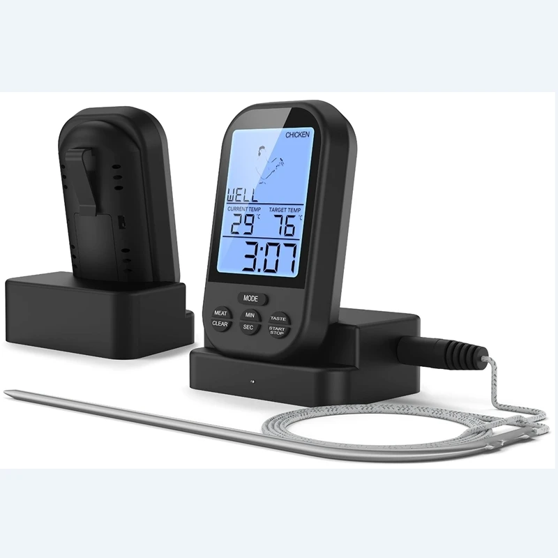

Black Wireless Digital LCD Display BBQ Thermometer Kitchen Barbecue Probe Meat Thermometer Cooking BBQ Temperature Meter Tools