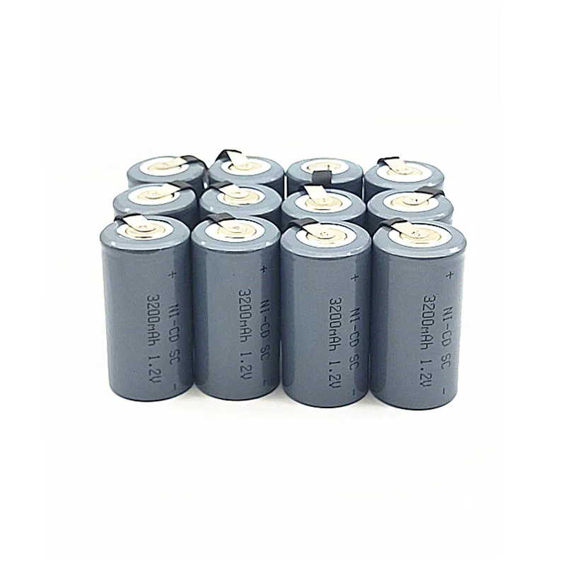 Высокое качество батареи 12 шт Sub C SC 1 2 V 3200mah Ni-Cd Ni Cd аккумуляторная батарея для